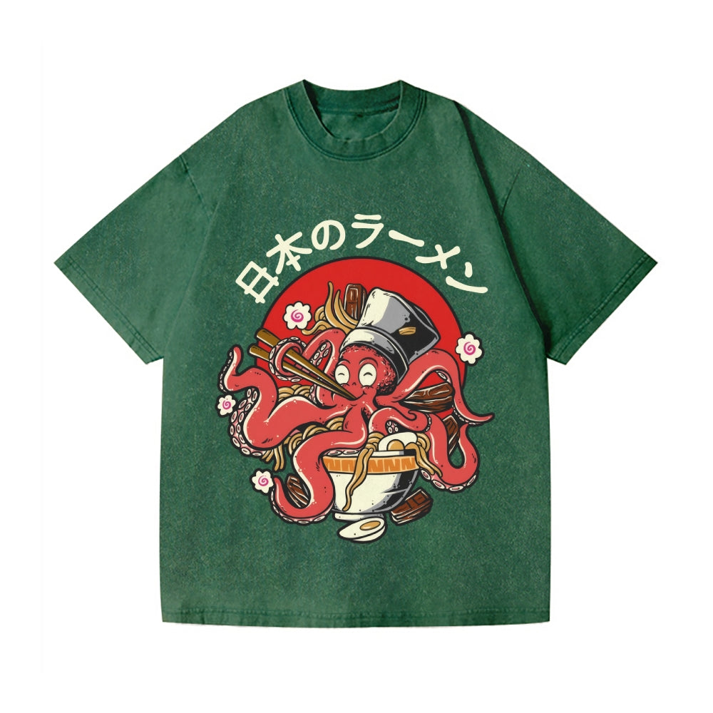 Octopus Vintage Wash Japanese Design T-Shirt