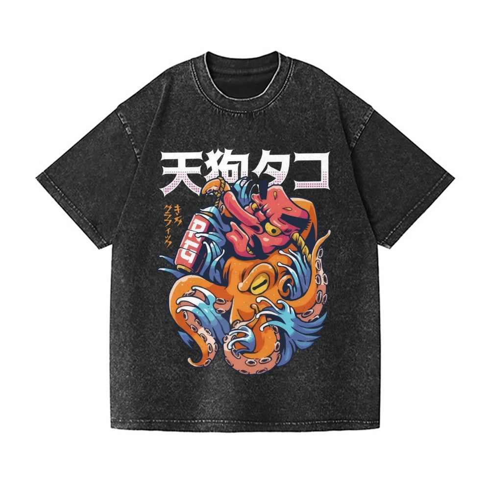 Octopus Vintage Wash Japanese Design T-Shirt