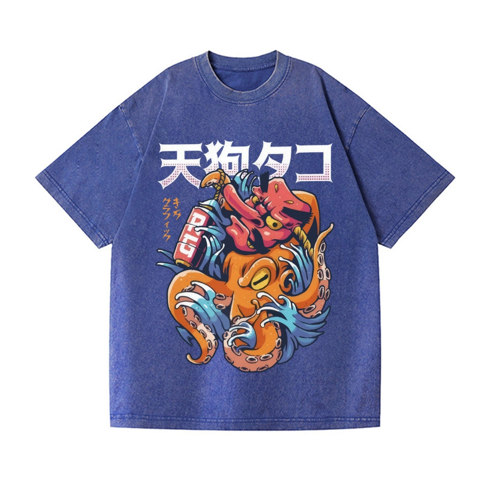 Octopus Vintage Wash Japanese Design T-Shirt