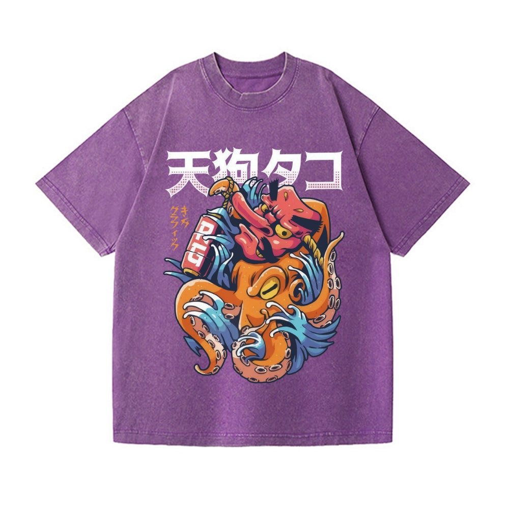 Octopus Vintage Wash Japanese Design T-Shirt