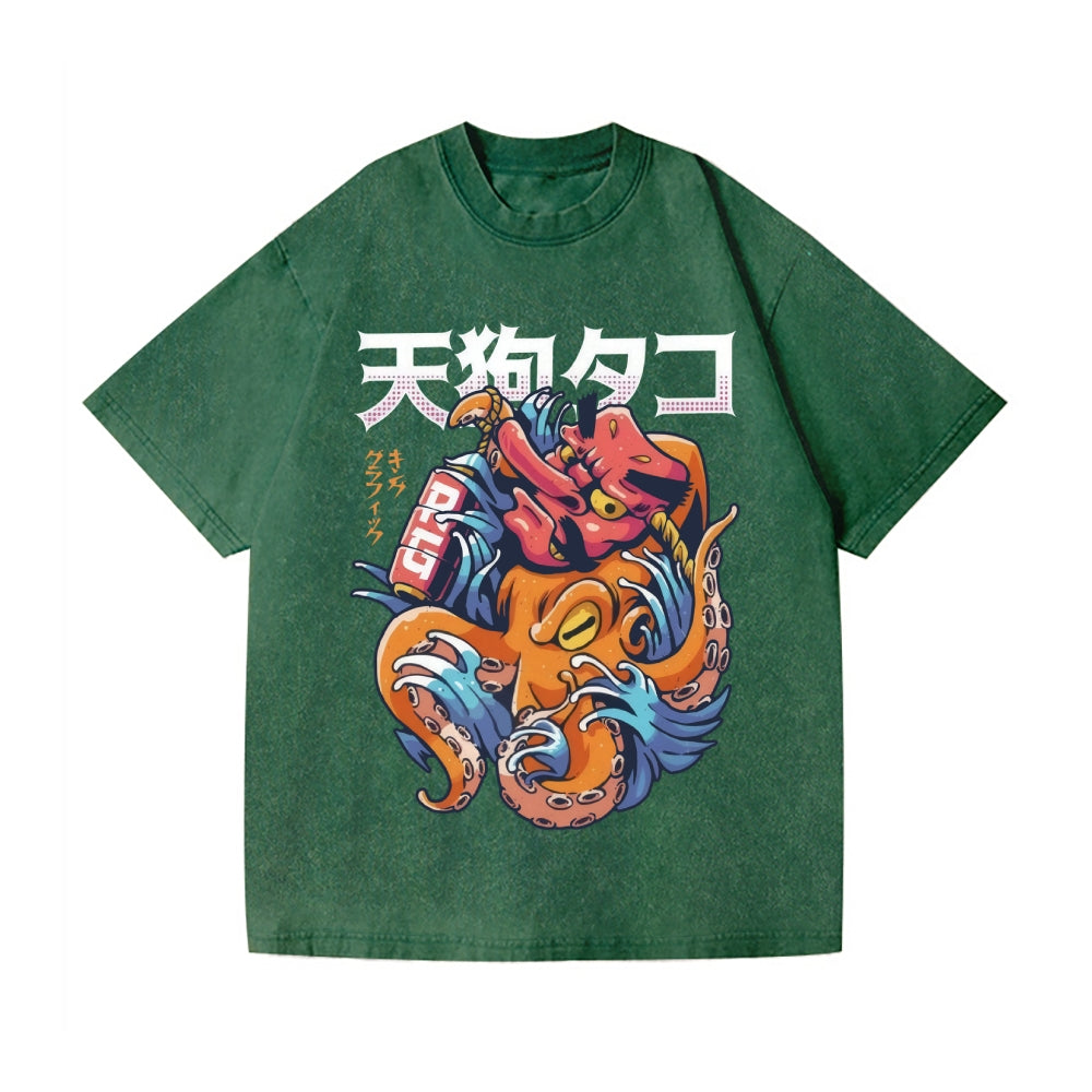Octopus Vintage Wash Japanese Design T-Shirt