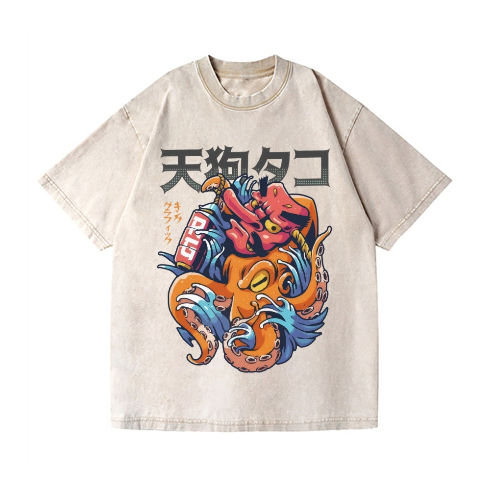 Octopus Vintage Wash Japanese Design T-Shirt