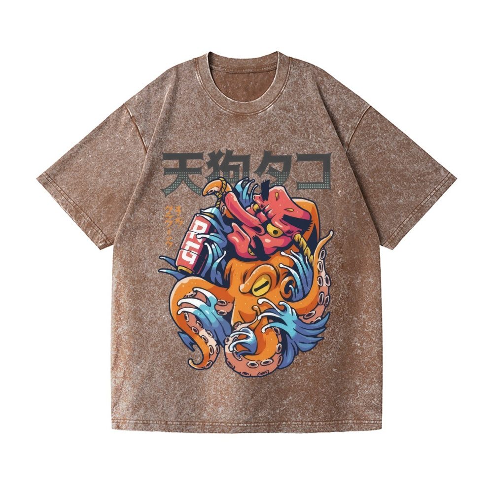 Octopus Vintage Wash Japanese Design T-Shirt
