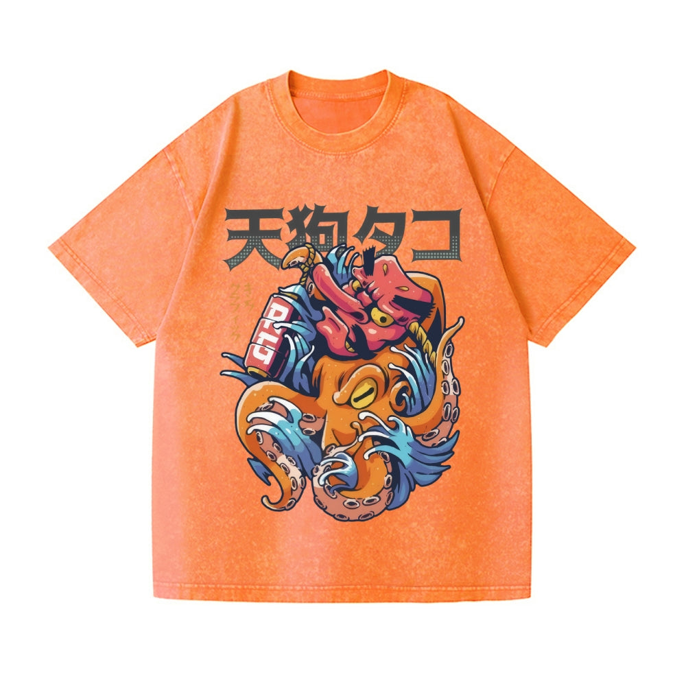 Octopus Vintage Wash Japanese Design T-Shirt