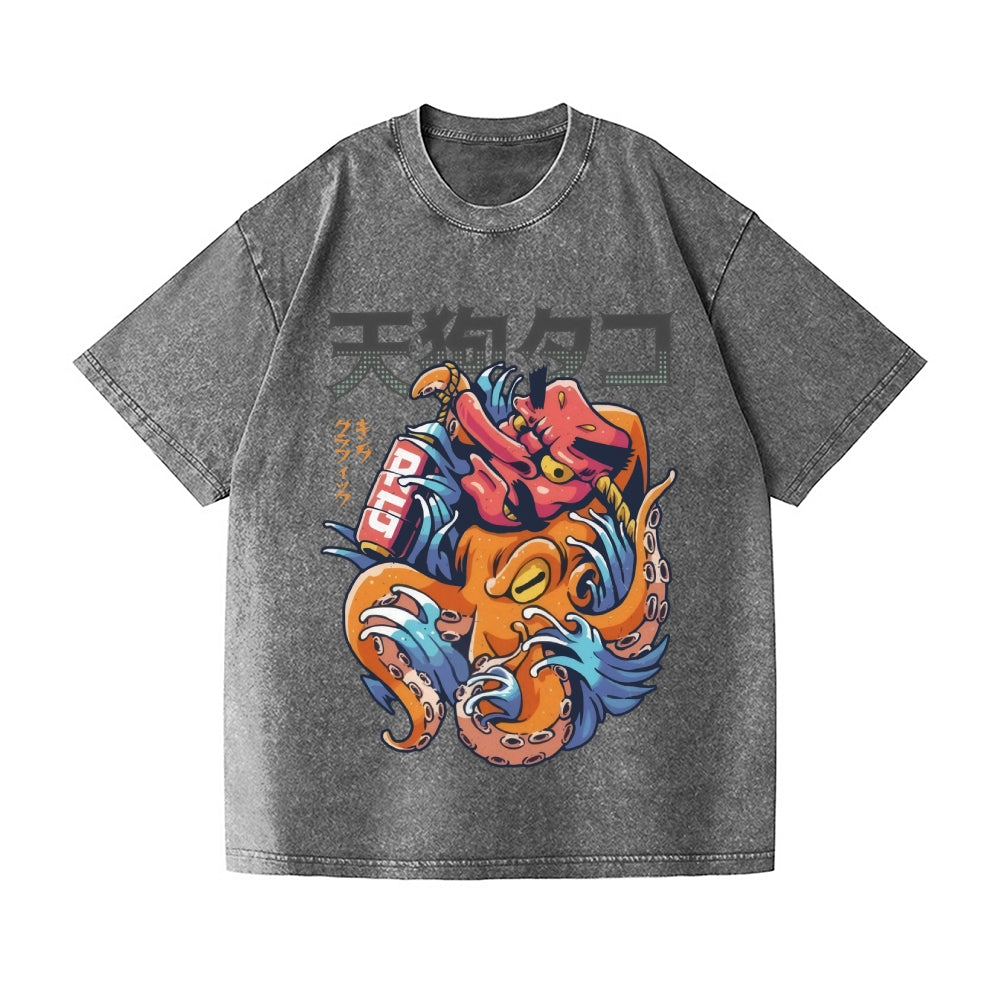 Octopus Vintage Wash Japanese Design T-Shirt