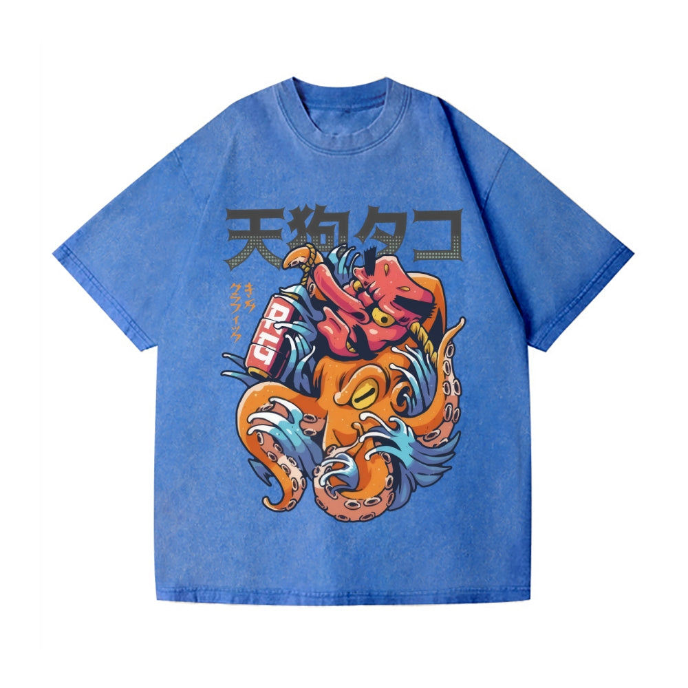 Octopus Vintage Wash Japanese Design T-Shirt