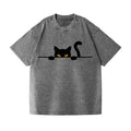 Black Cat Vintage Wash Japanese Design T-Shirt