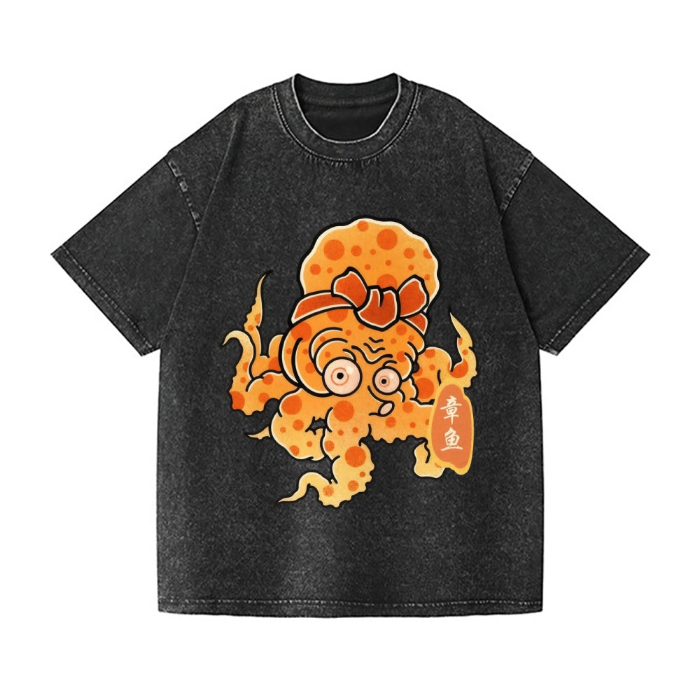 Octopus Vintage Wash Japanese Design T-Shirt