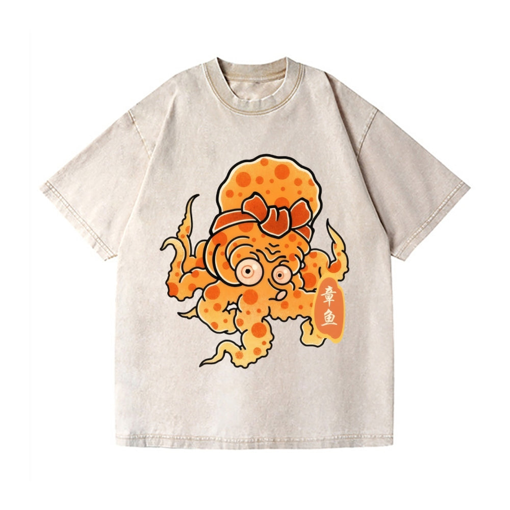 Octopus Vintage Wash Japanese Design T-Shirt