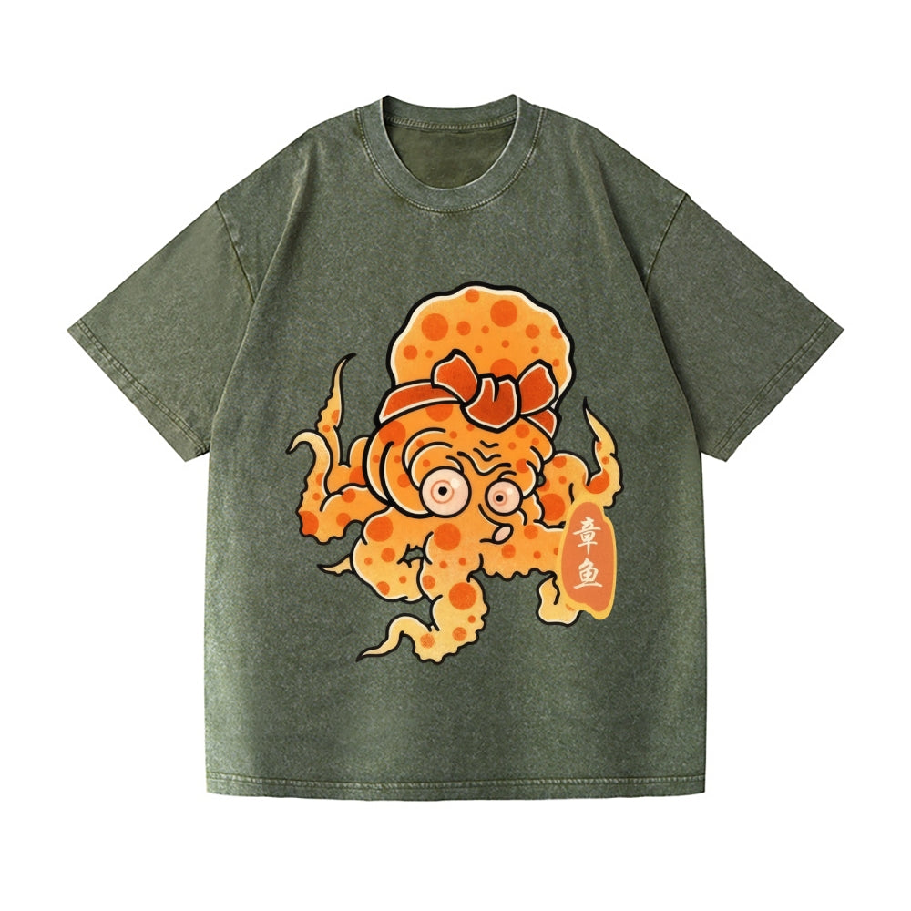 Octopus Vintage Wash Japanese Design T-Shirt
