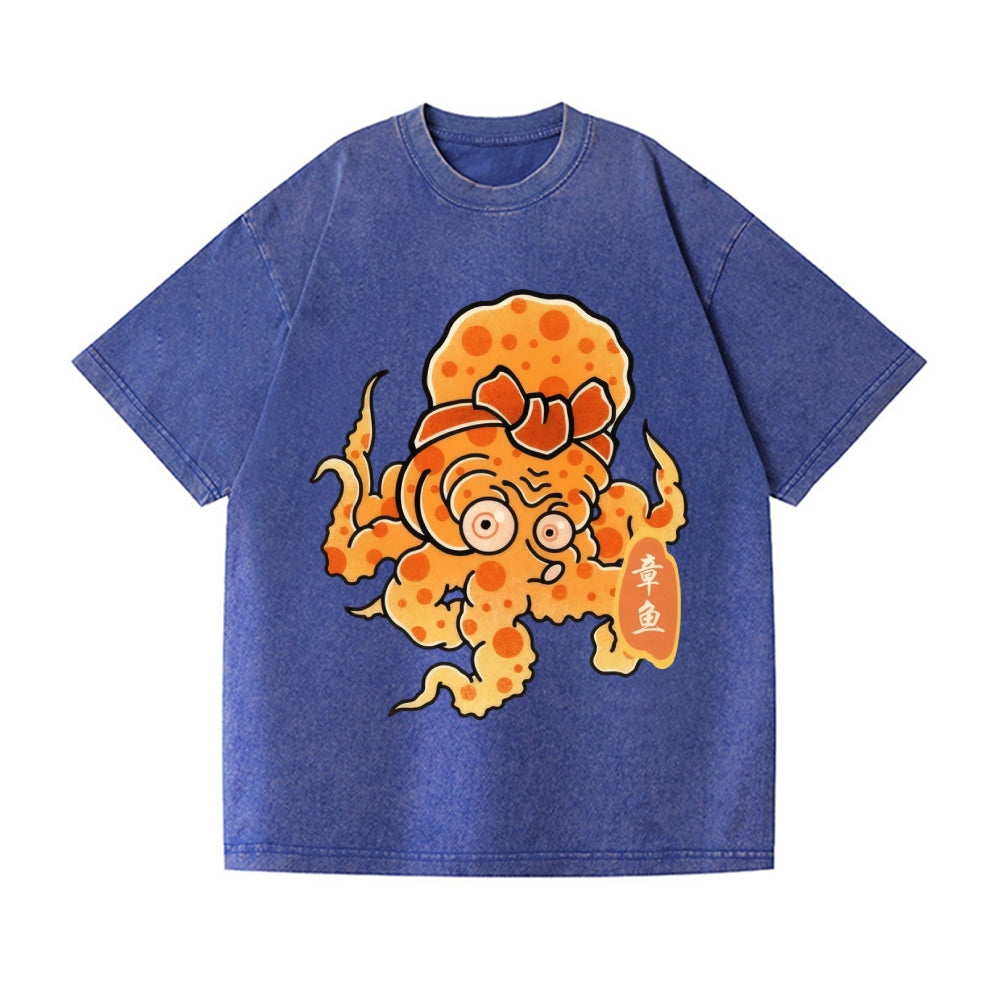 Octopus Vintage Wash Japanese Design T-Shirt
