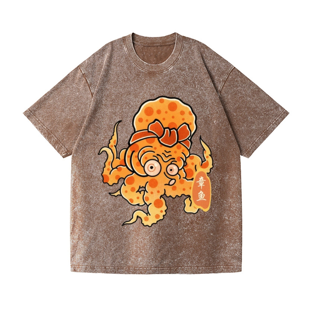 Octopus Vintage Wash Japanese Design T-Shirt