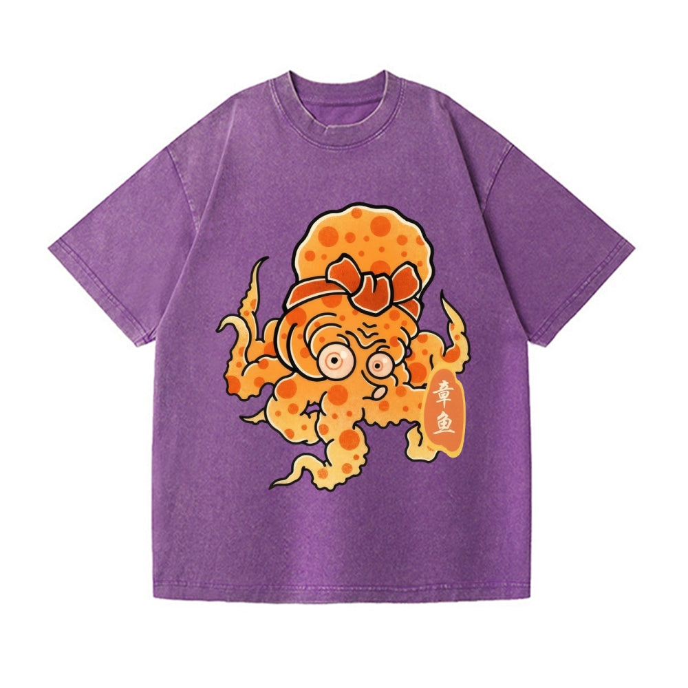 Octopus Vintage Wash Japanese Design T-Shirt