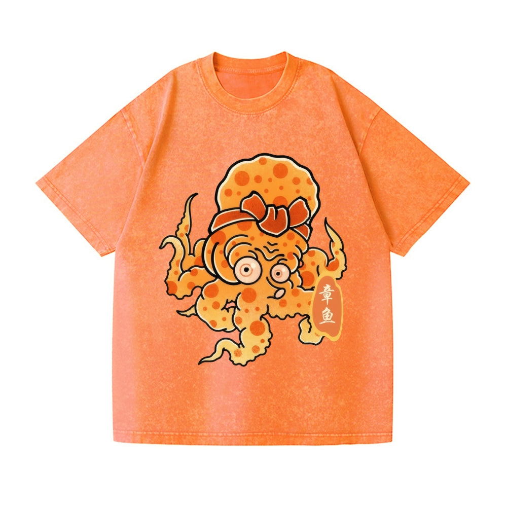 Octopus Vintage Wash Japanese Design T-Shirt