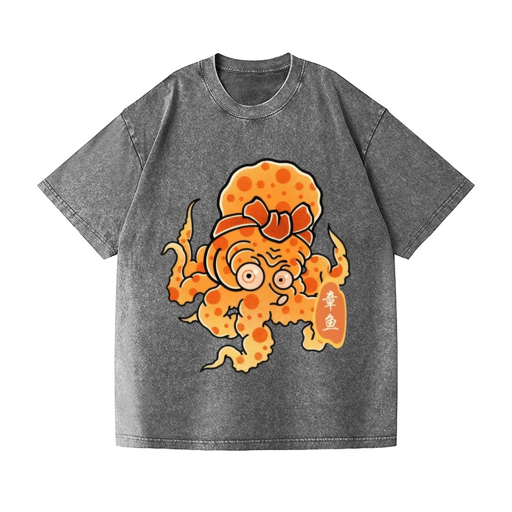 Octopus Vintage Wash Japanese Design T-Shirt