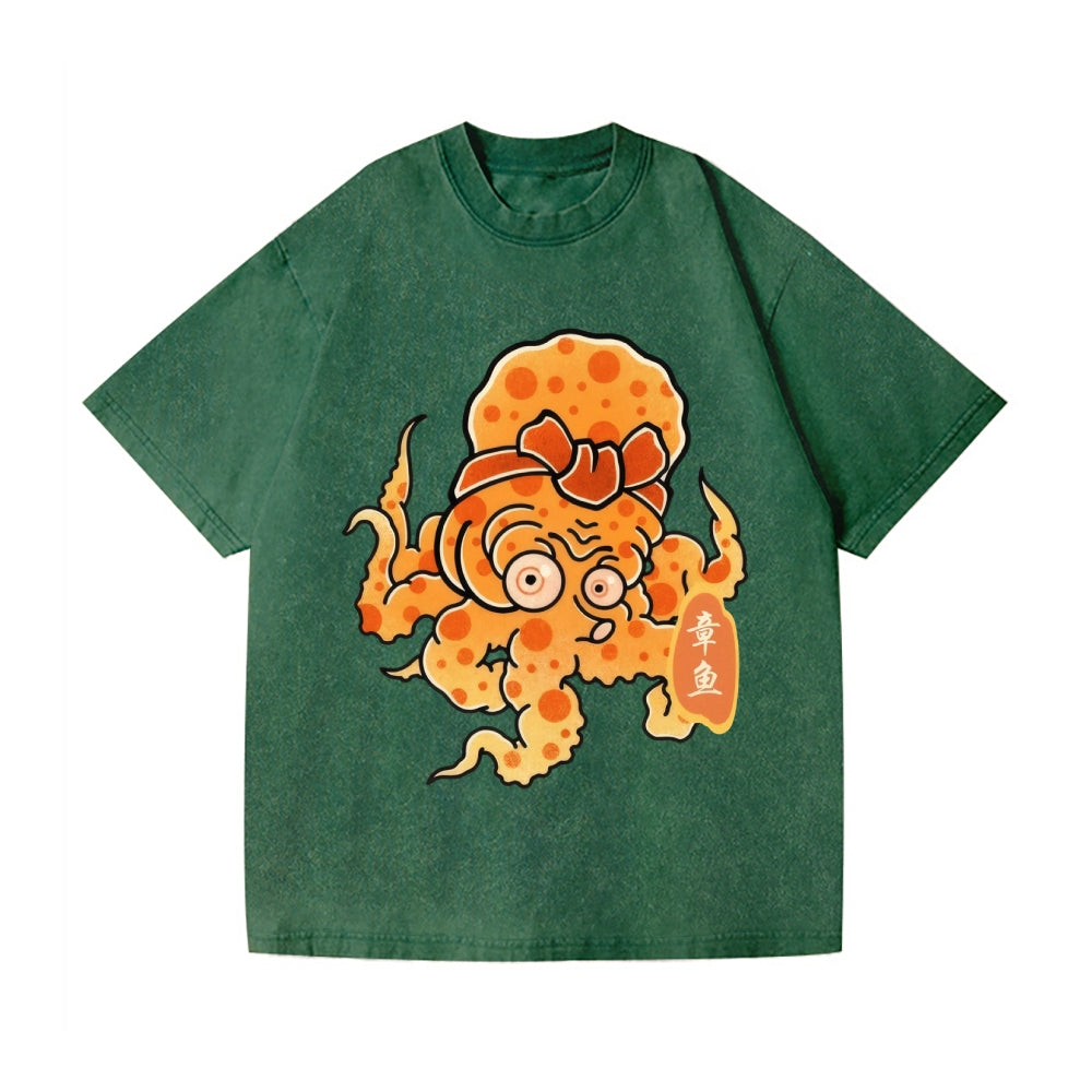 Octopus Vintage Wash Japanese Design T-Shirt