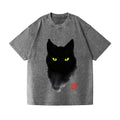 Black Cat Vintage Wash Japanese Design T-Shirt