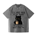 Coffee Cat Vintage Wash Japanese Design T-Shirt