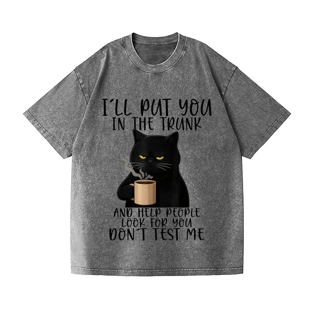 Coffee Cat Vintage Wash Japanese Design T-Shirt