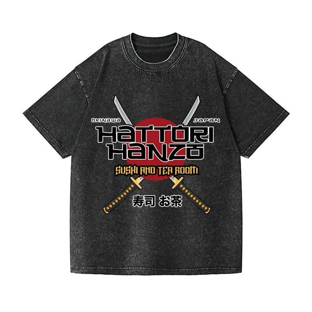 Hattori Hanzo Sushi And Tea Room Okinawa Vintage Wash Japanese Design T-Shirt