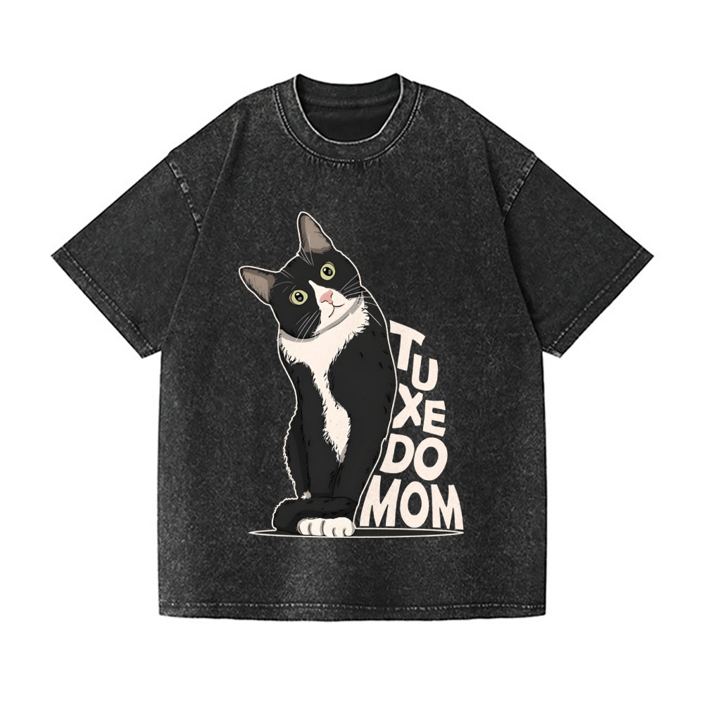 Tuxedo cat Vintage Wash Japanese Design T-Shirt