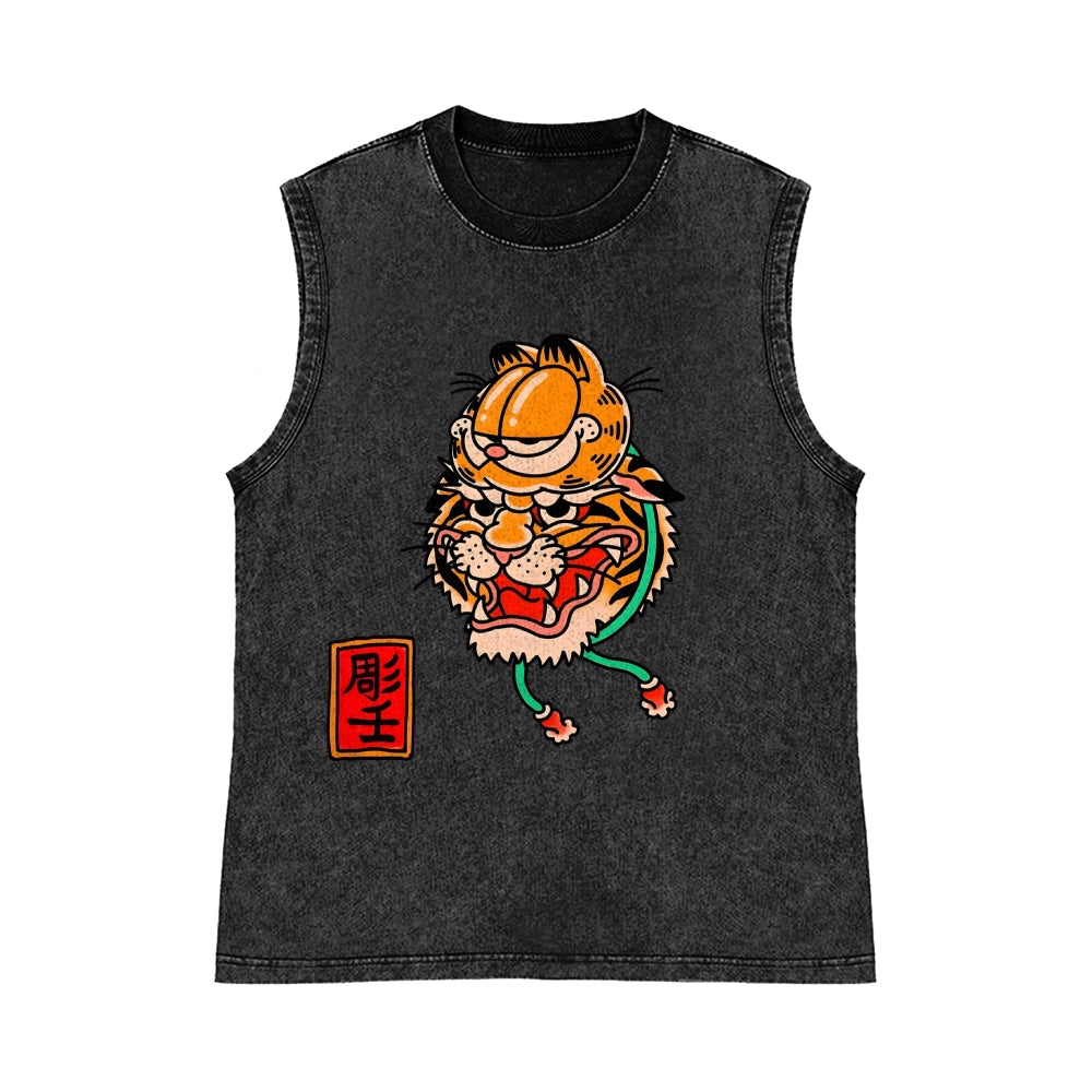 Garfield Pure Cotton Wash-Dyed Sleeveless Tank Top
