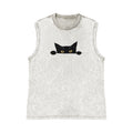 Black Cat Pure Cotton Wash-Dyed Sleeveless Tank Top
