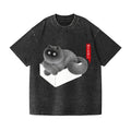 Black Cat Vintage Wash Japanese Design T-Shirt