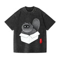 Black Cat Vintage Wash Japanese Design T-Shirt