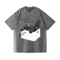 Black Cat Vintage Wash Japanese Design T-Shirt