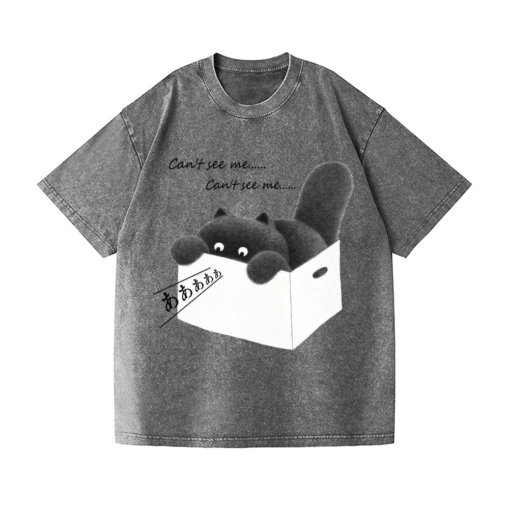 Black Cat Vintage Wash Japanese Design T-Shirt