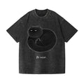 Black Cat Vintage Wash Japanese Design T-Shirt