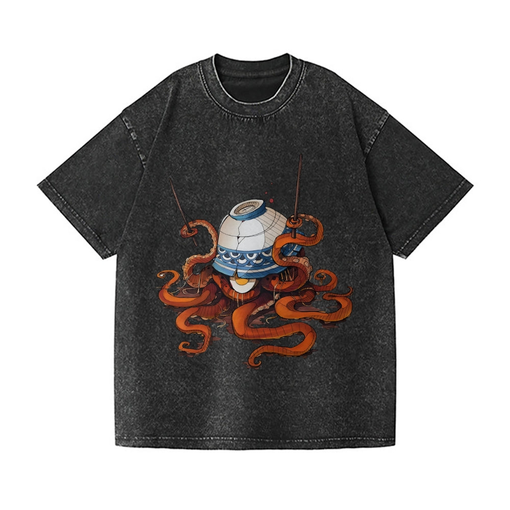 Octopus Vintage Wash Japanese Design T-Shirt