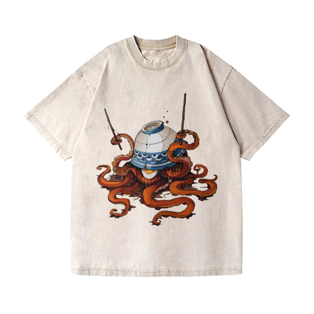 Octopus Vintage Wash Japanese Design T-Shirt
