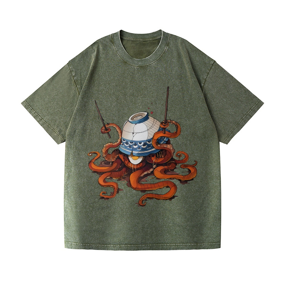 Octopus Vintage Wash Japanese Design T-Shirt
