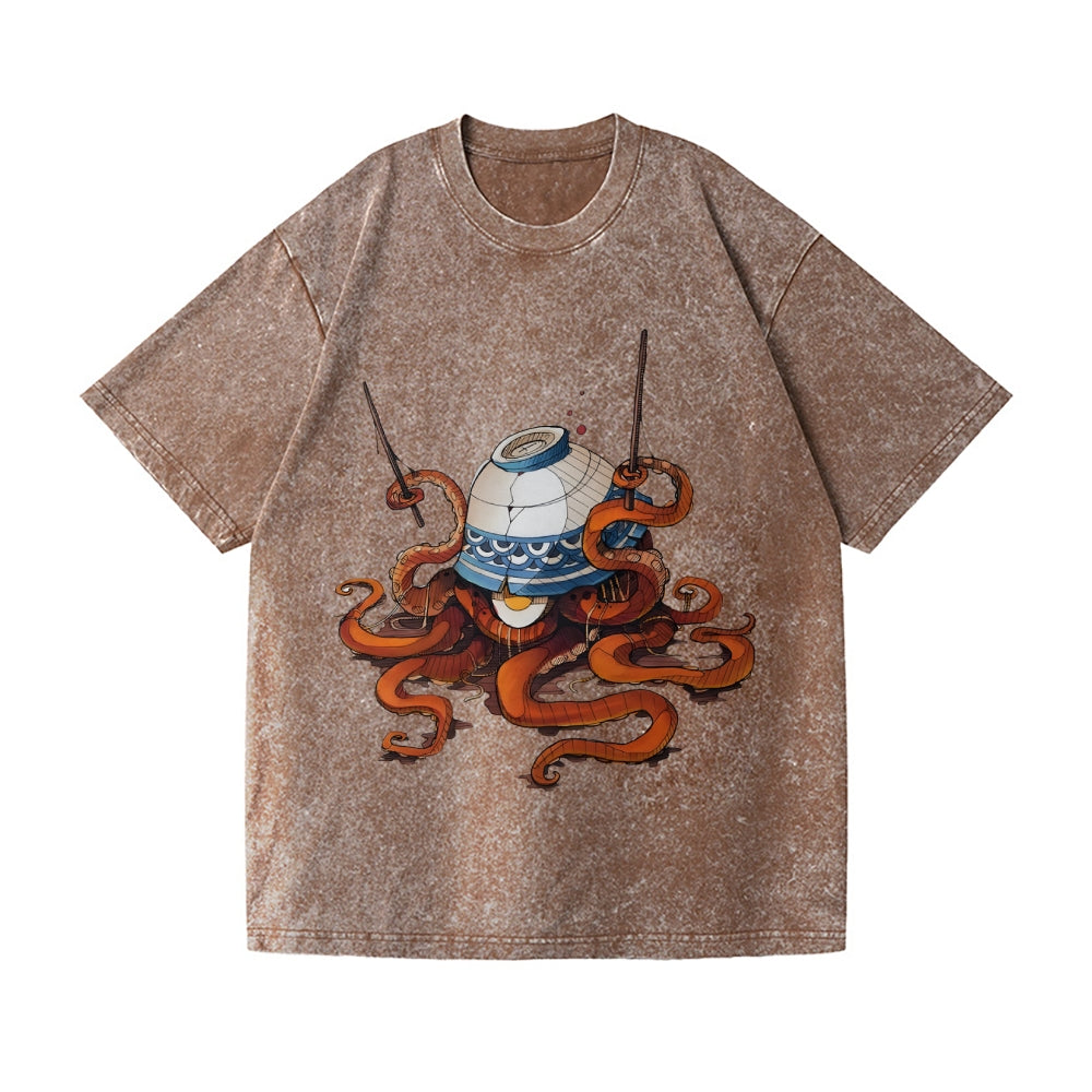 Octopus Vintage Wash Japanese Design T-Shirt