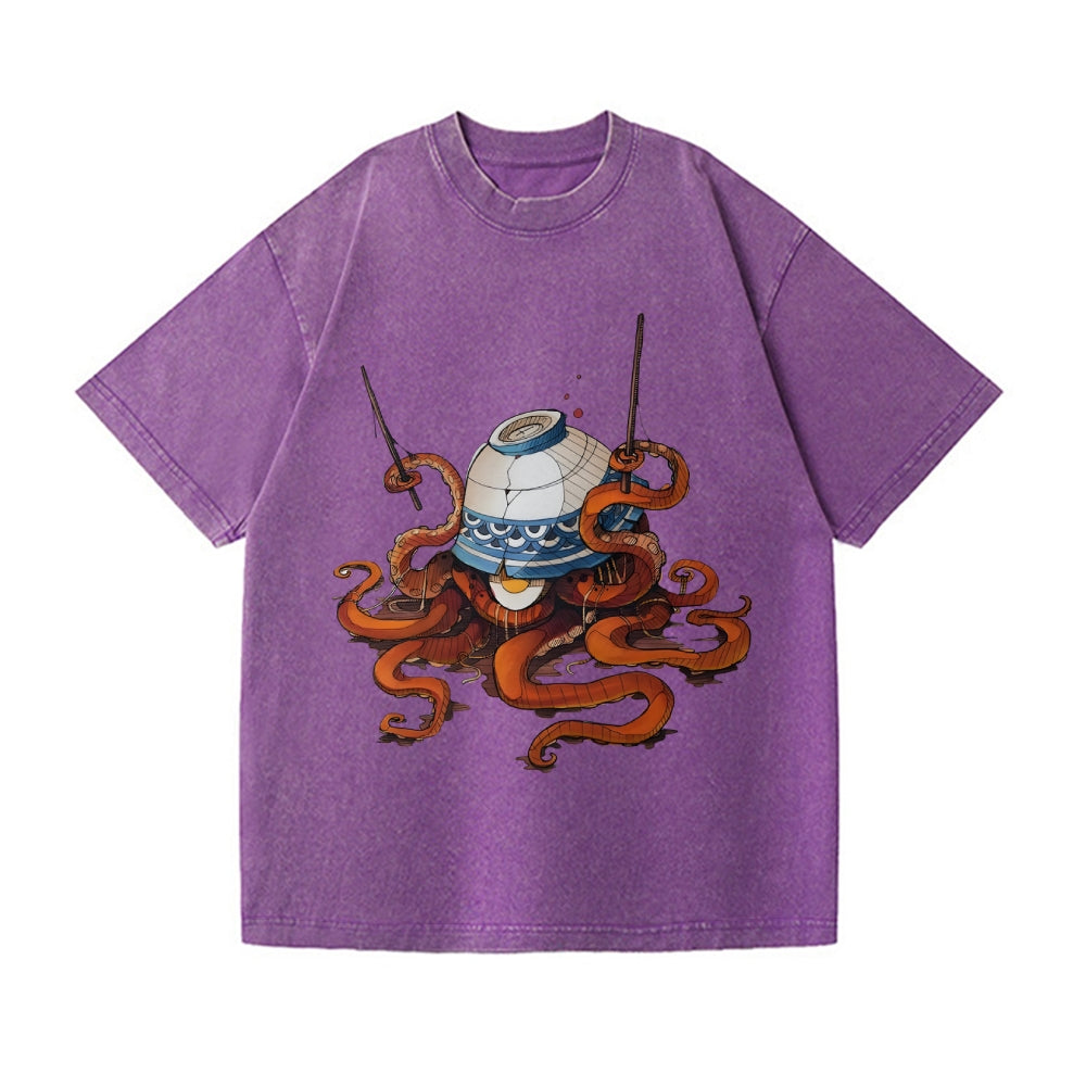 Octopus Vintage Wash Japanese Design T-Shirt