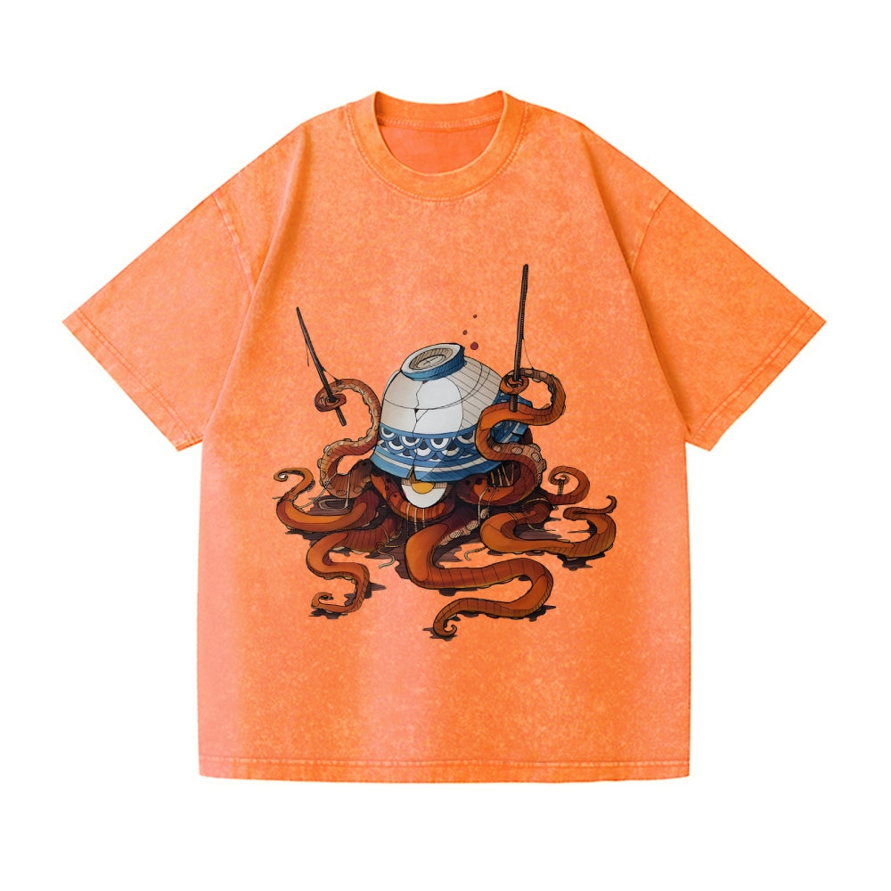 Octopus Vintage Wash Japanese Design T-Shirt