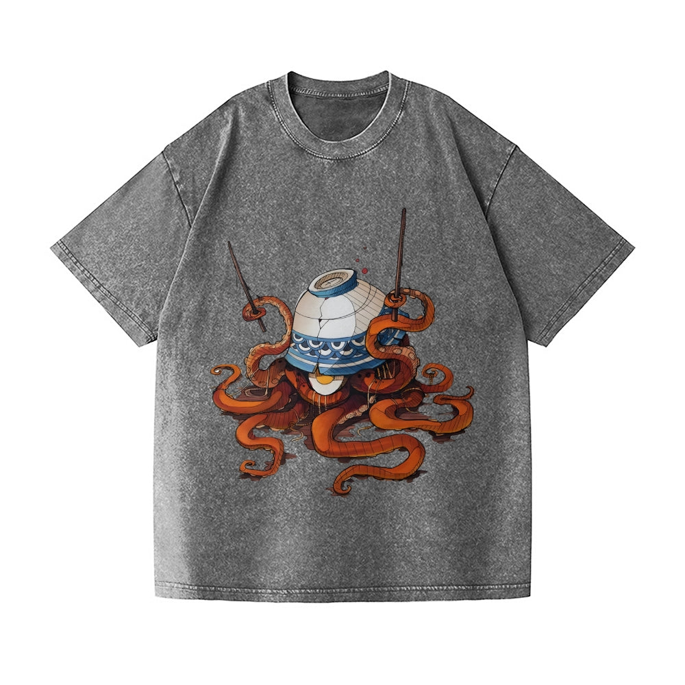 Octopus Vintage Wash Japanese Design T-Shirt