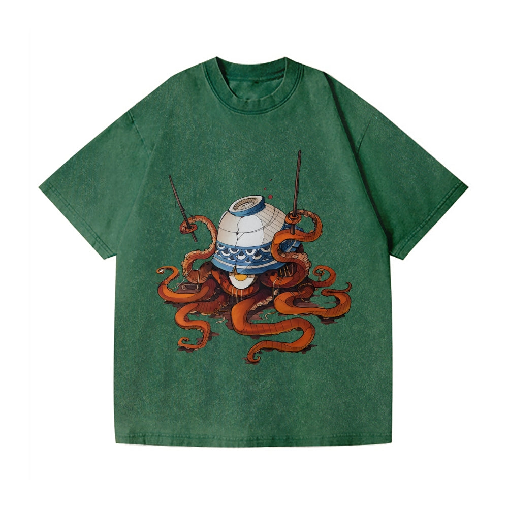Octopus Vintage Wash Japanese Design T-Shirt