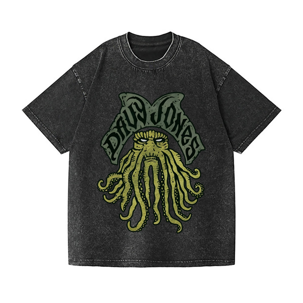 Cthulhu Octopus Vintage Wash Japanese Design T-Shirt