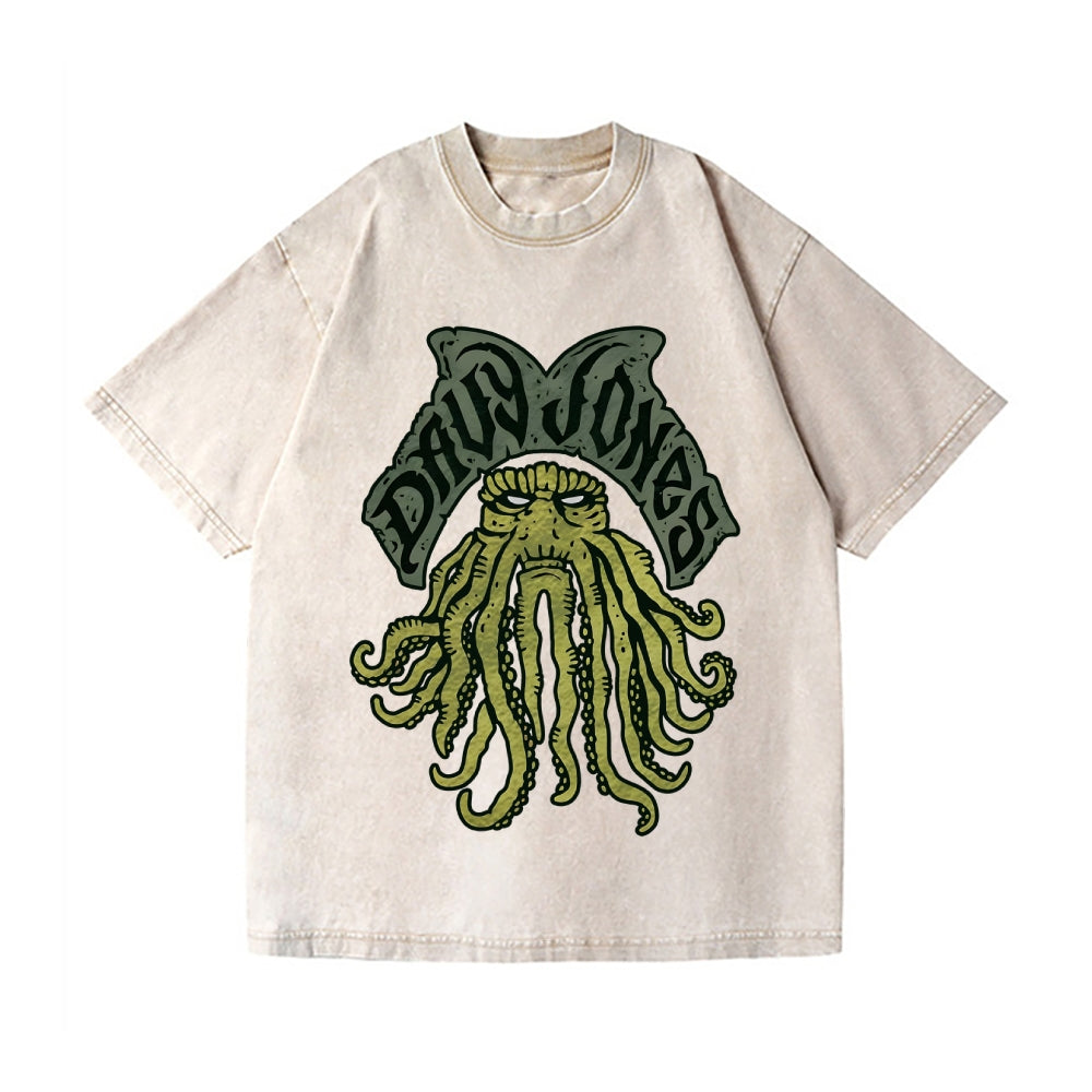 Cthulhu Octopus Vintage Wash Japanese Design T-Shirt
