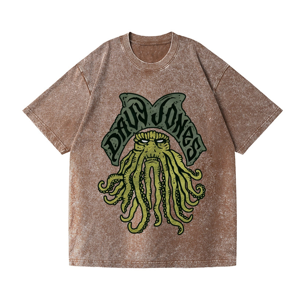 Cthulhu Octopus Vintage Wash Japanese Design T-Shirt
