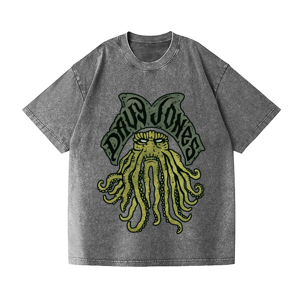 Cthulhu Octopus Vintage Wash Japanese Design T-Shirt