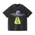 UFO Unidentifed Flying Octopus Vintage Wash Japanese Design T-Shirt