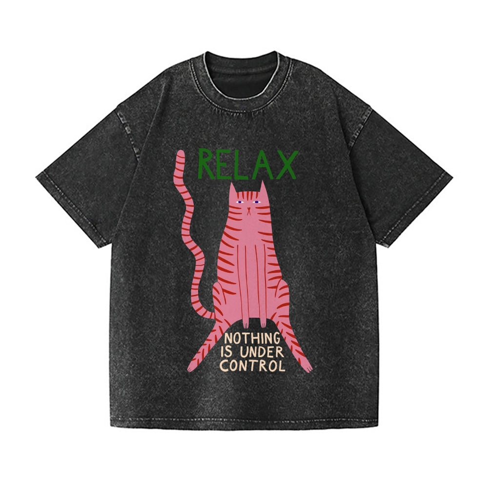 Cat Vintage Wash Japanese Design T-Shirt