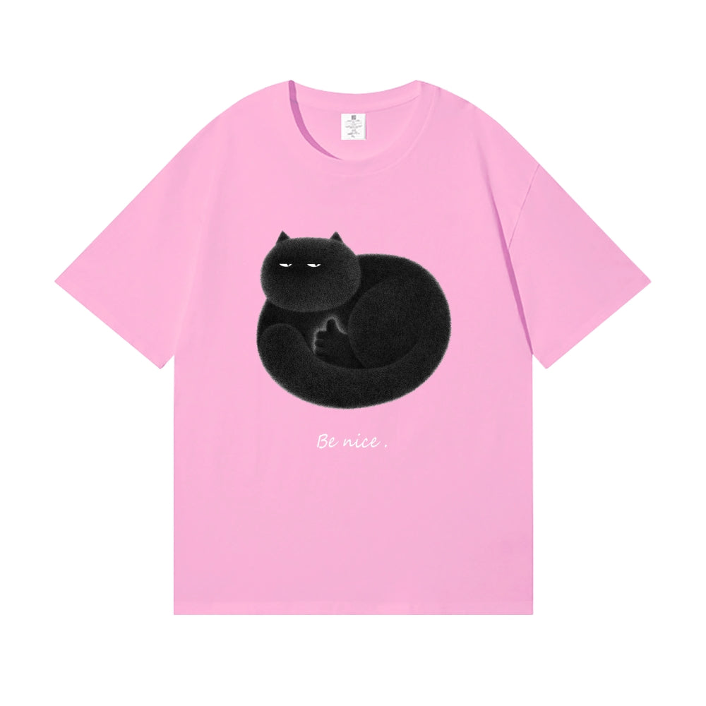 Black Cat Back Art Cotton Tee