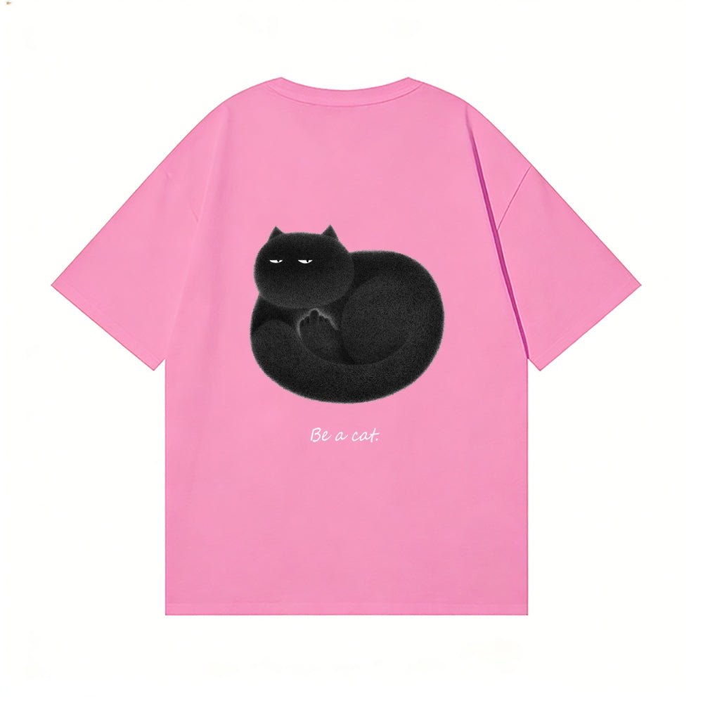 Black Cat Back Art Cotton Tee