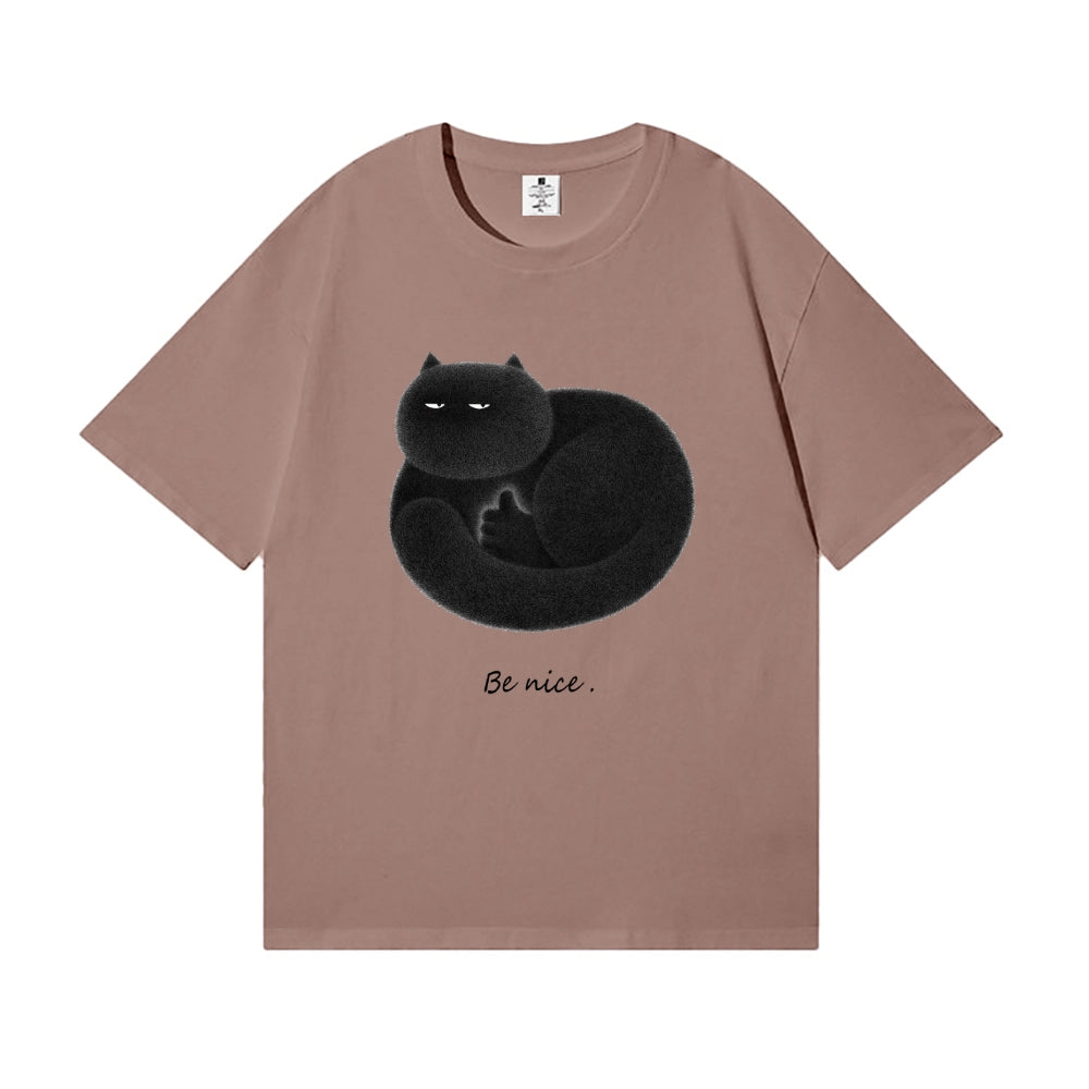 Black Cat Back Art Cotton Tee