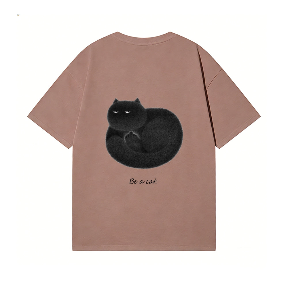 Black Cat Back Art Cotton Tee